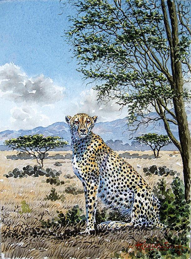Thiongo guépard sur la panthère de la savane Peintures à l'huile